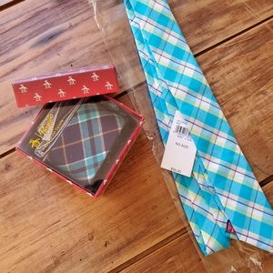 Original Penguin Men's Plaid ties and pocket Square Set NEW
